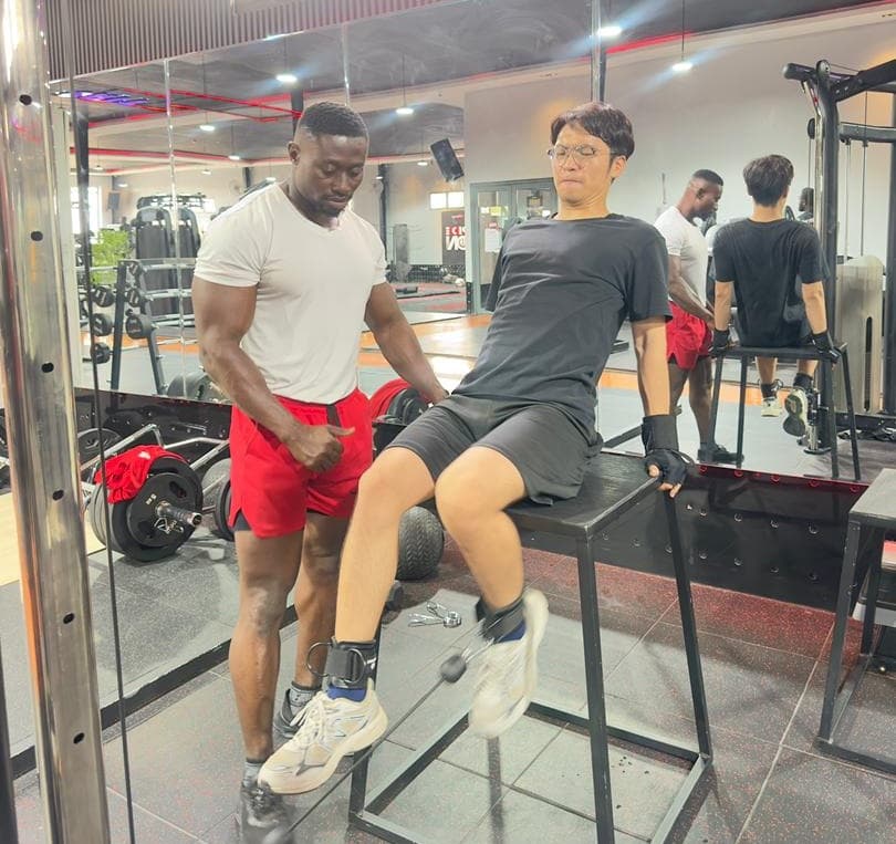 Athletes posing outdoors after training