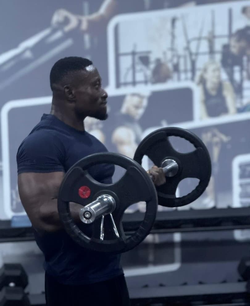 Athlete training in a gym