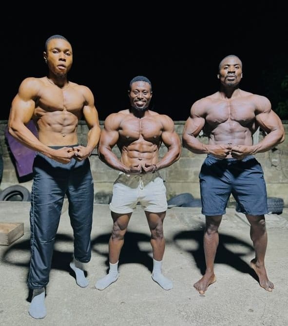 Athletes posing outdoors after training